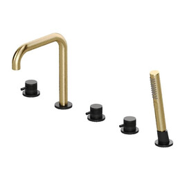 Смеситель для ванны Allen Brau Priority 5.31007-31GB, чёрный/золото фото 