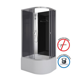 Душевая кабина Niagara Eco 90x70 см E90/70/40L/TN/BK, хром/тонированное (безсиликоновая сборка) фото 