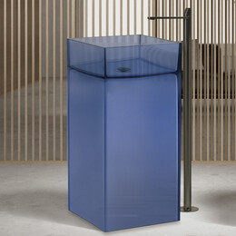 Раковина напольная прозрачная Abber Kristall 40 см AT2707Saphir, синяя фото 