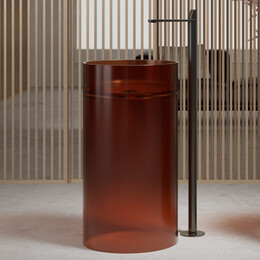 Раковина напольная прозрачная Abber Kristall 45 см AT2708Opal, коричневая фото 