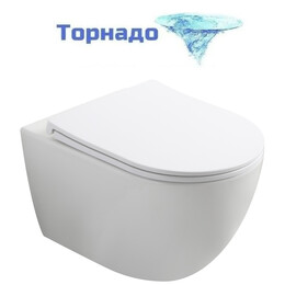 Унитаз подвесной безободковый Vincea Globo VT1-74T с ультратонкой крышкой микролифт (Система смыва торнадо) фото 