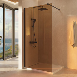 Душевая перегородка Vincea Walk-In 100 см VSW-1H100GSB (стекло 8 мм) чёрный/янтарь фото 