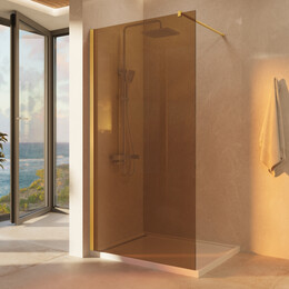 Душевая перегородка Vincea Walk-In 100 см VSW-1H100GSG (стекло 8 мм) золото/янтарь фото 