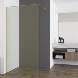 Душевая перегородка Vincea Walk-In 100 см VSW-7HS100GWG (стекло 8 мм) золото/ламинированное с золотыми нитями фото 