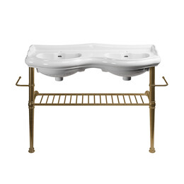 Раковина двойная с консолью Kerasan Retro 120 см 730193, бронза фото 