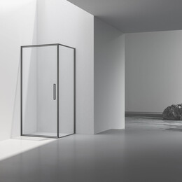 Душевое ограждение Vincea Slim 90x90 см VSR-4SLP9090CLGM (стекло 8 мм) вороненая сталь/прозрачное фото 