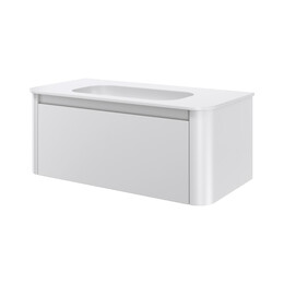 Тумба подвесная с раковиной-столешницей Armadi Art Voi 100 см 782-100-MW (раковина 786-100-MW без отв.) matt white фото 