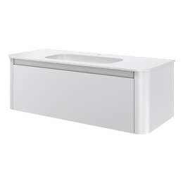 Тумба подвесная с раковиной-столешницей Armadi Art Voi 120 см 782-120-MW (раковина 786-120-MW) matt white фото 