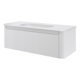 Тумба подвесная с раковиной-столешницей Armadi Art Voi 120 см 782-120-R-MW (раковина 786-120-MW) matt white фото 