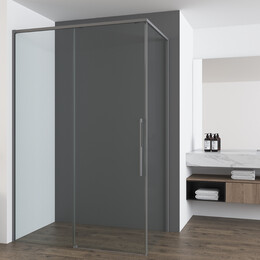 Душевое ограждение Vincea Ultima 100x100 см VSR-7UL1010CLGM (стекло 8 мм) вороненая сталь/прозрачное фото 