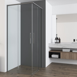 Душевое ограждение Vincea Ultima 90x90 см VSS-7UL9090CLGM (стекло 8 мм) вороненая сталь/прозрачное фото 