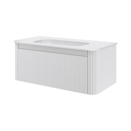 Тумба подвесная с раковиной-столешницей Armadi Art Voi 100 см 782-100-R-MW (раковина 786-100-MW без отв.) matt white фото 