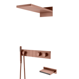 Душевая система для ванны с термостатом Boheme Zodiac 133-2-BRB, бронза брашированная фото 