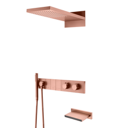 Душевая система для ванны с термостатом Boheme Zodiac 133-2-CB, медь брашированная фото 