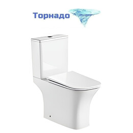 Унитаз-компакт безободковый Aquatek Optima T Square AQ4421-00 с ультратонкой крышкой микролифт (система смыва Торнадо) фото 