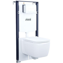 Инсталляция с подвесным безободковым унитазом комплект: Iddis Basic BASBR03i73 сиденье микролифт, крепление, кнопка смыва белая фото 