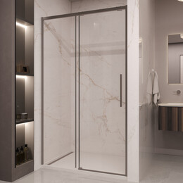 Душевая дверь Vincea Stella 150 см VDS-1ST150CLGM (стекло 8 мм) вороненая сталь/прозрачное фото 