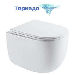 Унитаз подвесной безободковый Vincea Intero VT1-57TFS с ультратонкой крышкой микролифт (Система смыва торнадо) фото 