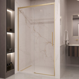 Душевая дверь Vincea Stella 130 см VDS-1ST130CLG (стекло 8 мм) брашированное золото/прозрачное фото 