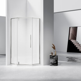 Душевое ограждение Vincea Slim-N 100x100 см VSP-4SN100CLBN, брашированный никель/прозрачное фото 