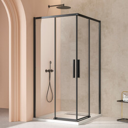 Душевое ограждение Vincea Slim 90x90 см VSS-4SL900CLB (стекло 8 мм) чёрный матовый/прозрачное фото 