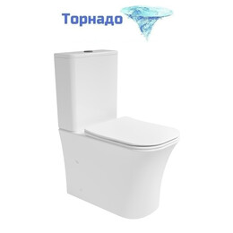 Унитаз-компакт безободковый Vincea City VT2-56T с ультратонкой крышкой микролифт (система смыва торнадо) фото 