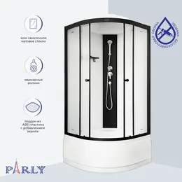 Душевая кабина Parly Bett 80х80 см B821, чёрный/матовое (безсиликоновая сборка) фото 