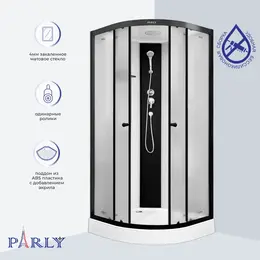 Душевая кабина Parly Bett 80х80 см B831, чёрный/матовое (безсиликоновая сборка) фото 