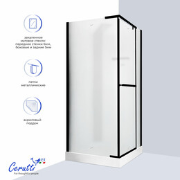 Душевая кабина Ceruttispa MiMi 90x90 см MIMI90BF, чёрный/матовое (безсиликоновая сборка) фото 