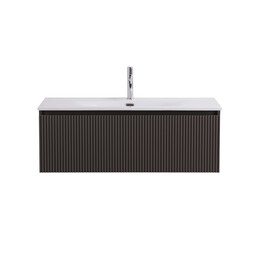 Тумба подвесная с раковиной-столешницей BelBagno 100 см UNO-1000-1C-SO-GSO (раковина BB-8099-100) тёмно-серый матовый фото 