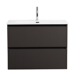 Тумба подвесная с раковиной BelBagno 80 см UNO-MINI-800-2C-SO-GSO, тёмно-серый матовый фото 