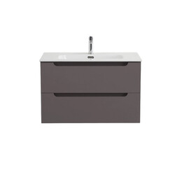 Тумба подвесная с раковиной BelBagno 80 см ETNA-800-2C-SO-GSO (раковина LOV-800-LVB) тёмно-серый матовый фото 