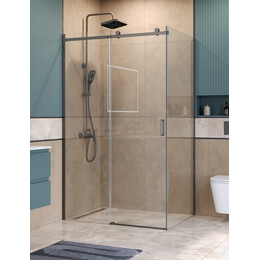 Душевое ограждение BelBagno 120x100 см SOFT_CLOSE-2-AH-1-120/100-C-GM, оружейная сталь/прозрачное фото 