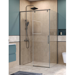 Душевое ограждение BelBagno 110x90 см SOFT_CLOSE-1-AH-1-110/90-C-GM, оружейная сталь/прозрачное фото 