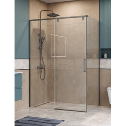 Душевое ограждение BelBagno 150x90 см SOFT_CLOSE-1-AH-1-150/90-C-GM, оружейная сталь/прозрачное фото 