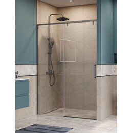 Душевая дверь BelBagno 140 см SOFT_CLOSE-1-BF-1-140-C-GM, оружейная сталь/прозрачное фото 