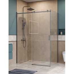 Душевое ограждение BelBagno 150x100 см SOFT_CLOSE-2-AH-1-150/100-C-GM, оружейная сталь/прозрачное фото 