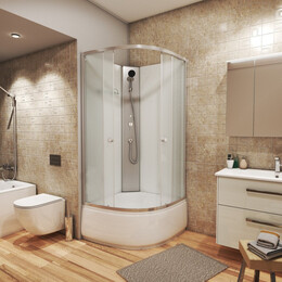 Душевая кабина Niagara Eco 80x80 см E80/40/MT/BK (безсиликоновая сборка) хром/матовое фото 