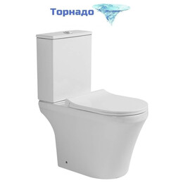 Унитаз-компакт безободковый Aquatek Лея AQ2716T-00 с тонкой крышкой микролифт (система смыва Торнадо) фото 