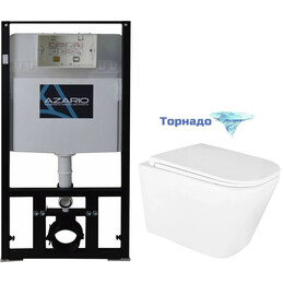 Инсталляция с подвесным унитазом комплект: Azario AZ-8010-1000 с подвесным безободковым унитазом Esconda AZ-2805E сиденье микролифт, крепление (Система смыва торнадо) фото 