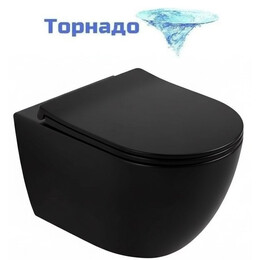 Унитаз подвесной безободковый Wonzon & Woghand Nile WW-UP2210-MB с тонкой крышкой микролифт (Система смыва торнадо) чёрный матовый, Цвет производителя: чёрный матовый фото 