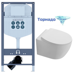 Инсталляция с подвесным унитазом комплект SET AQUATEK СИРИУС-INS23 (рама AQUATEK Standard INS-0000023(без клавиши и крепежа) + унитаз AQ1582T-00 СИРИУС TORNADO с тонким сиденьем soft-close) фото 