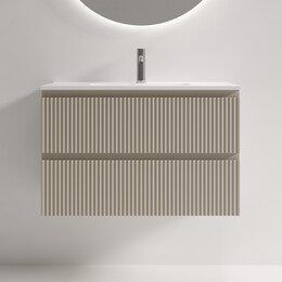 Тумба подвесная с раковиной-столешницей Sancos Snob R 390 80 см SNR80/39CE, Beige Soft (раковина Compact CN7026) фото 