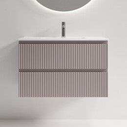Тумба подвесная с раковиной-столешницей Sancos Snob R 390 80 см SNR80/39SM, Doha soft (раковина Compact CN7026) фото 