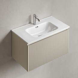 Тумба подвесная с раковиной-столешницей Sancos Snob R 1.0 80 см SNR1.080CE, Beige soft (раковина Element CN7005) фото 