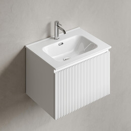 Тумба подвесная с раковиной Sancos Snob R 1.0 60 см SNR1.060W, Bianco (раковина Element CN7001) фото 