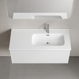 Тумба подвесная с раковиной-столешницей Sancos Snob R 1.0 100 см SNR1.0100RW, Bianco (раковина Element CN7003R) фото 
