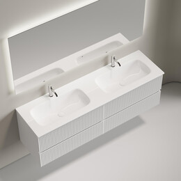 Тумба подвесная с раковиной-столешницей Sancos Snob R 140 см SNR70W, Bianco (раковина Grace CN7022) фото 