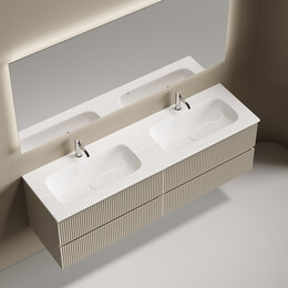 Тумба подвесная с раковиной-столешницей Sancos Snob R 160 см SNR80CE, Beige Soft (раковина Grace CN7023) фото 
