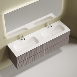 Тумба подвесная с раковиной-столешницей Sancos Snob R 160 см SNR80SM, Doha soft (раковина Grace CN7023) фото 